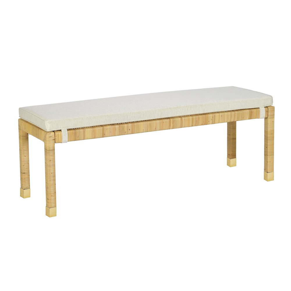 Amara Cream Linen Bench. Picture 1