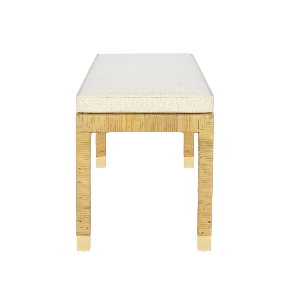 Amara Cream Linen Bench. Picture 3