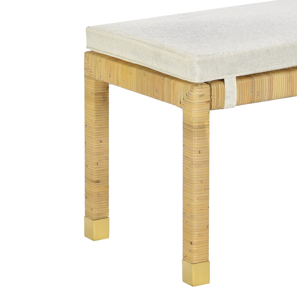Amara Cream Linen Bench. Picture 4
