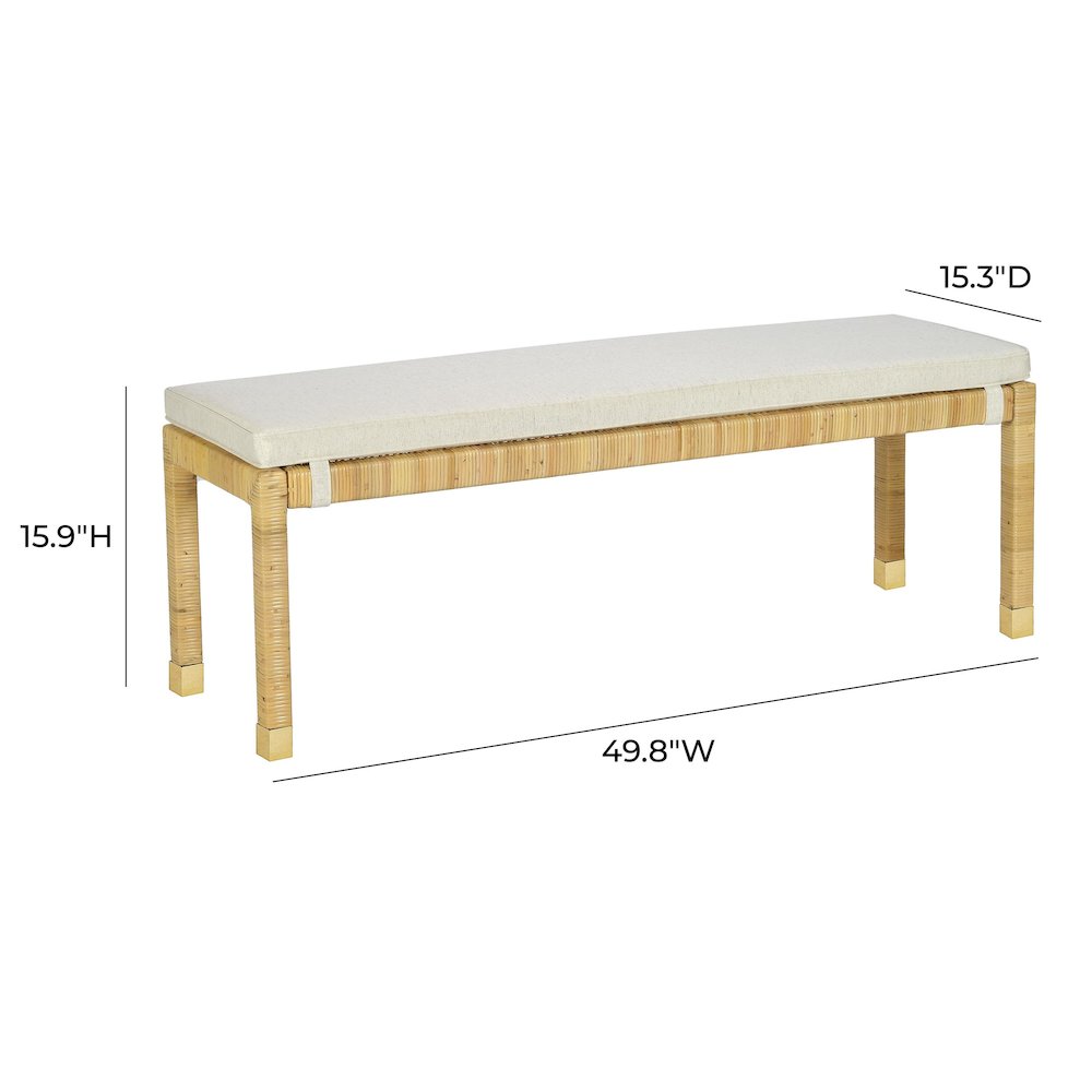 Amara Cream Linen Bench. Picture 8