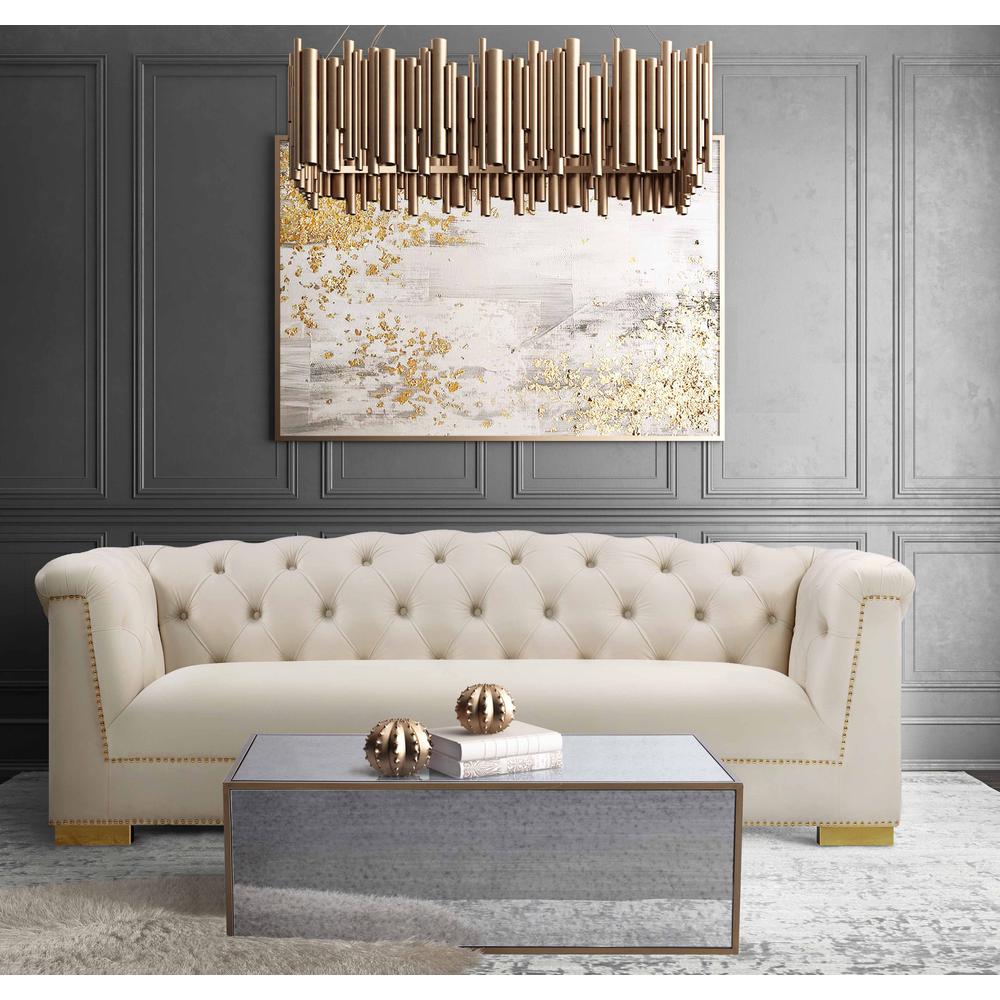 Farah Cream Velvet Sofa. Picture 5