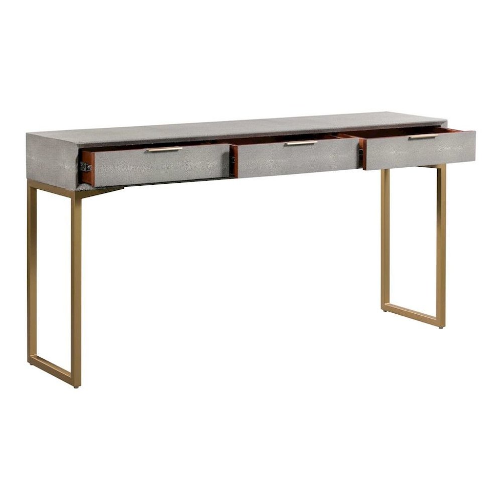Gray Entryway Table With Storage And Gold Legs, A Console With 3 Drawers. Picture 4