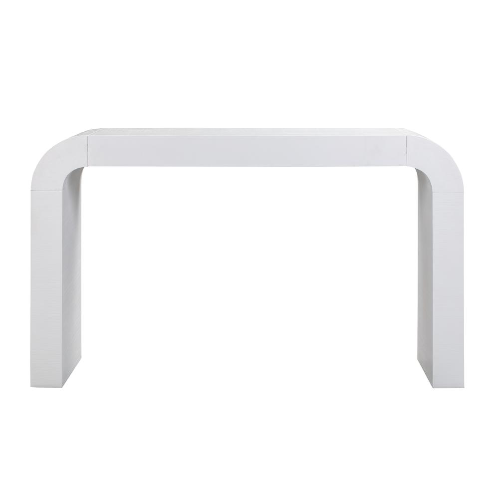 Elegant Curved White Console Table Perfect for Modern Entryways and Decor. Picture 2