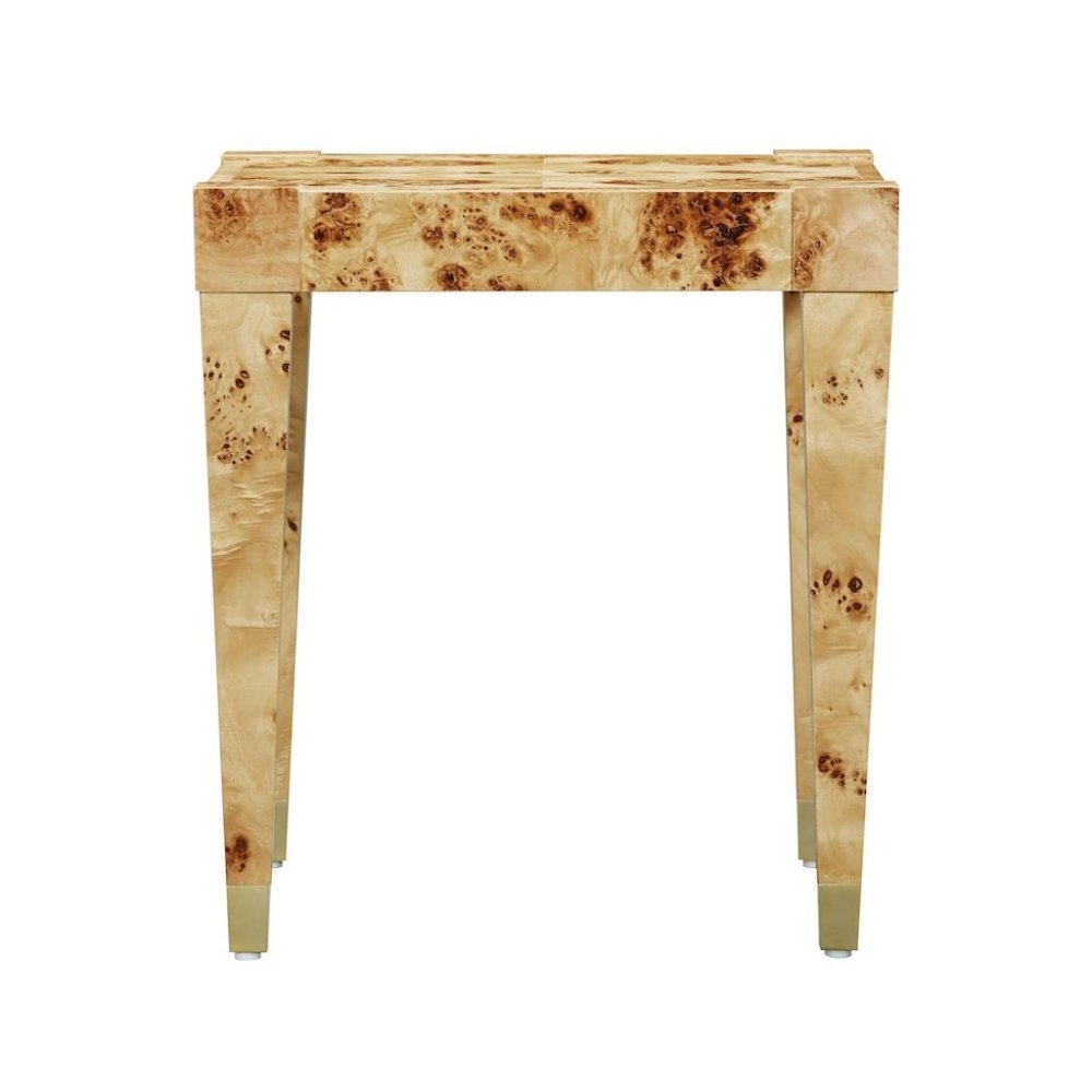 Brown End Table With Burl Veneer And Iron Frame, A Modern Side Table Design. Picture 4