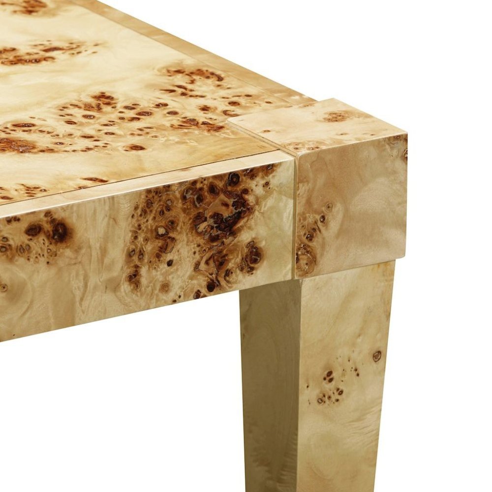 Brown End Table With Burl Veneer And Iron Frame, A Modern Side Table Design. Picture 5
