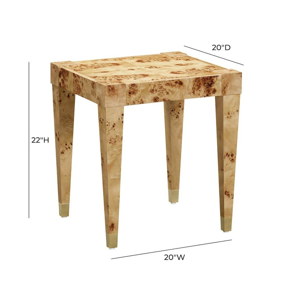 Brown End Table With Burl Veneer And Iron Frame, A Modern Side Table Design. Picture 8