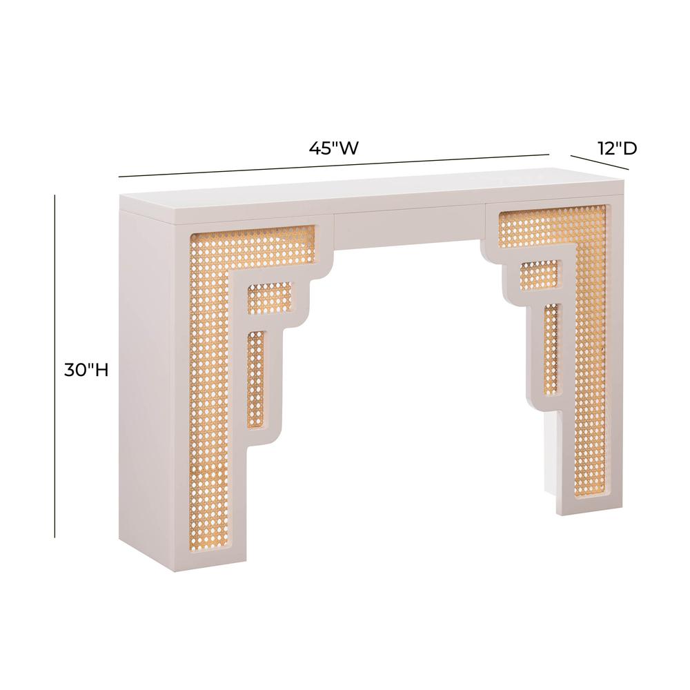 Suzie Cream & Rattan Console Table. Picture 5