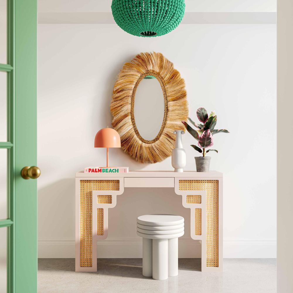 Suzie Cream & Rattan Console Table. Picture 6