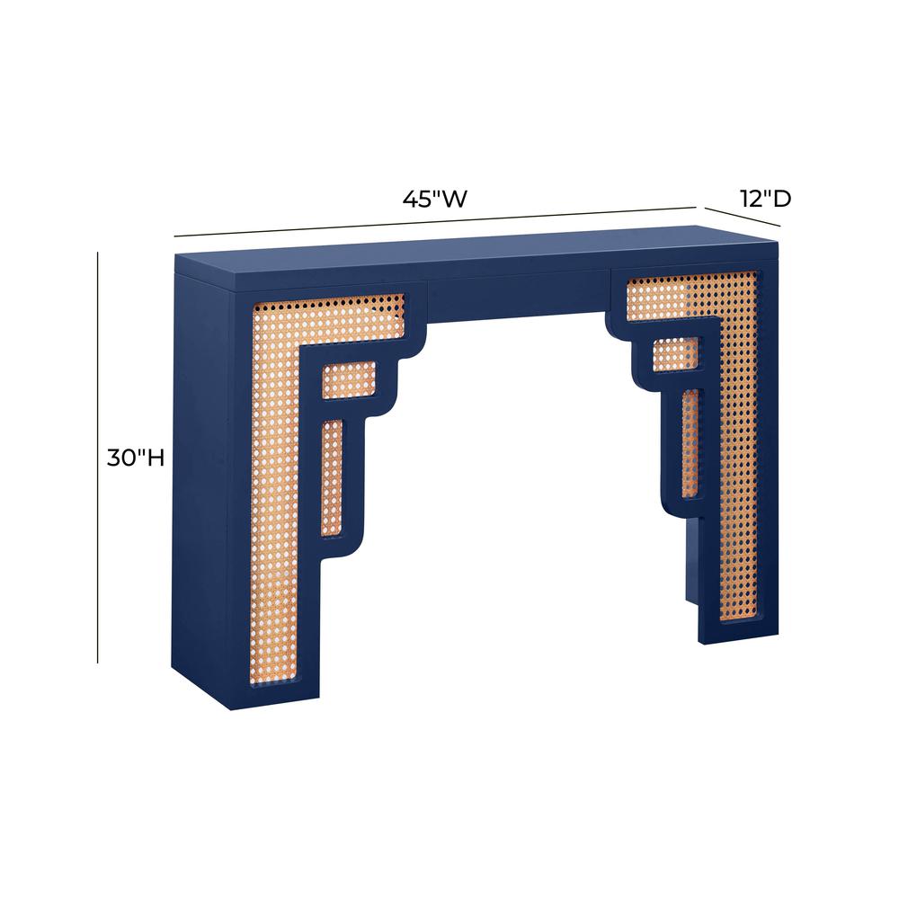 Suzie Navy & Rattan Console Table. Picture 5