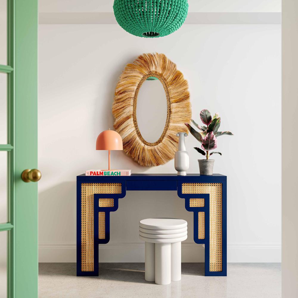 Suzie Navy & Rattan Console Table. Picture 6
