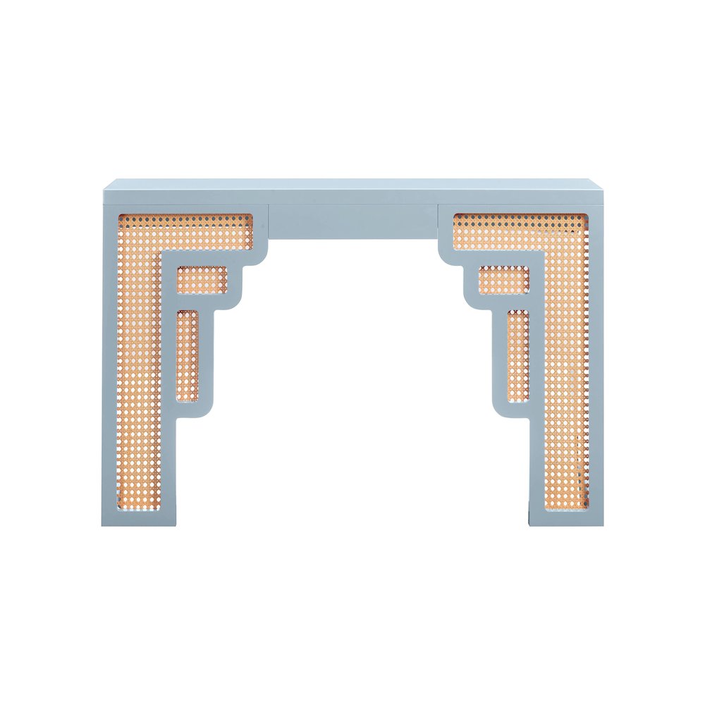 Suzie Pastel Blue & Rattan Console Table. Picture 3