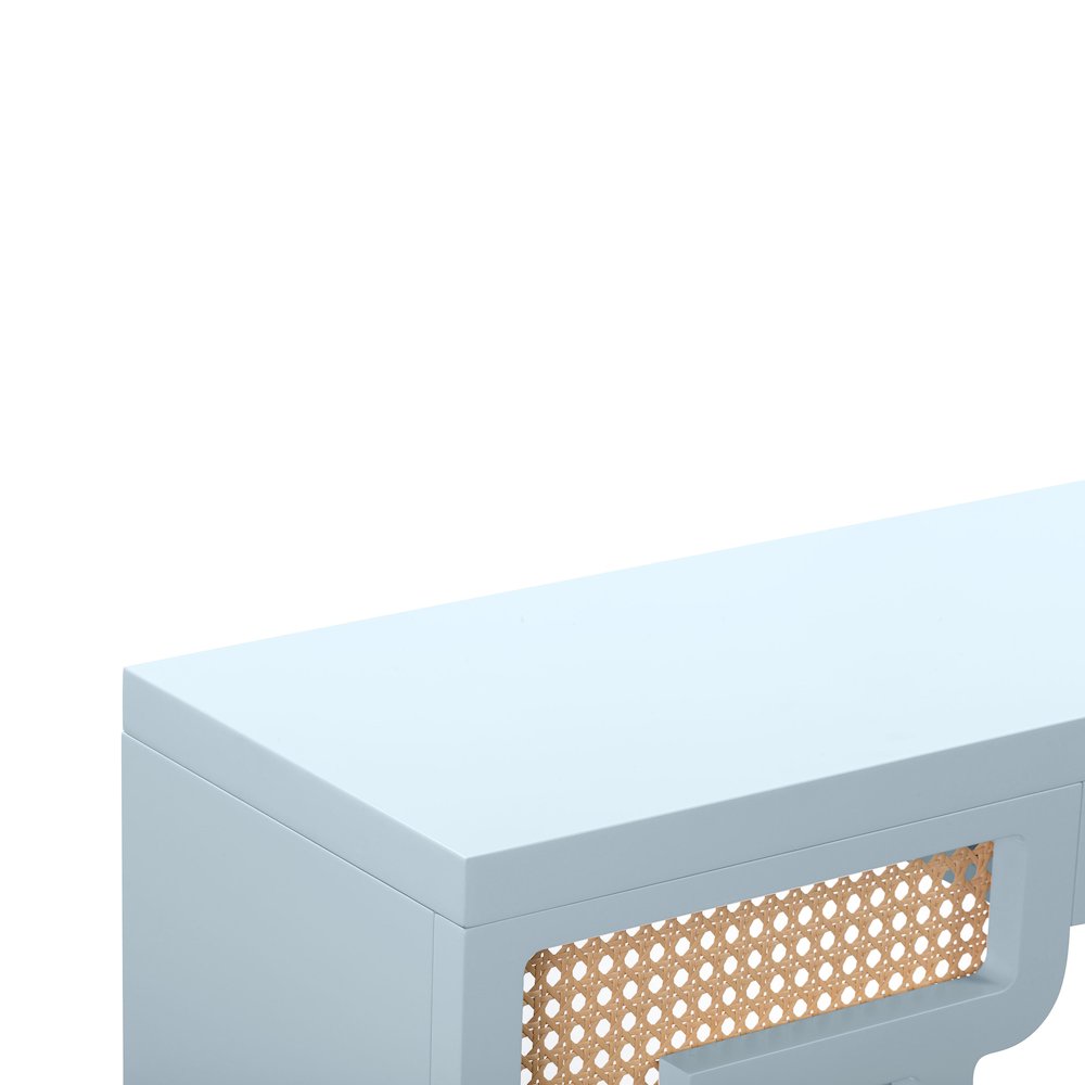 Suzie Pastel Blue & Rattan Console Table. Picture 5