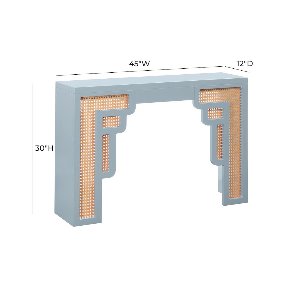 Suzie Pastel Blue & Rattan Console Table. Picture 6