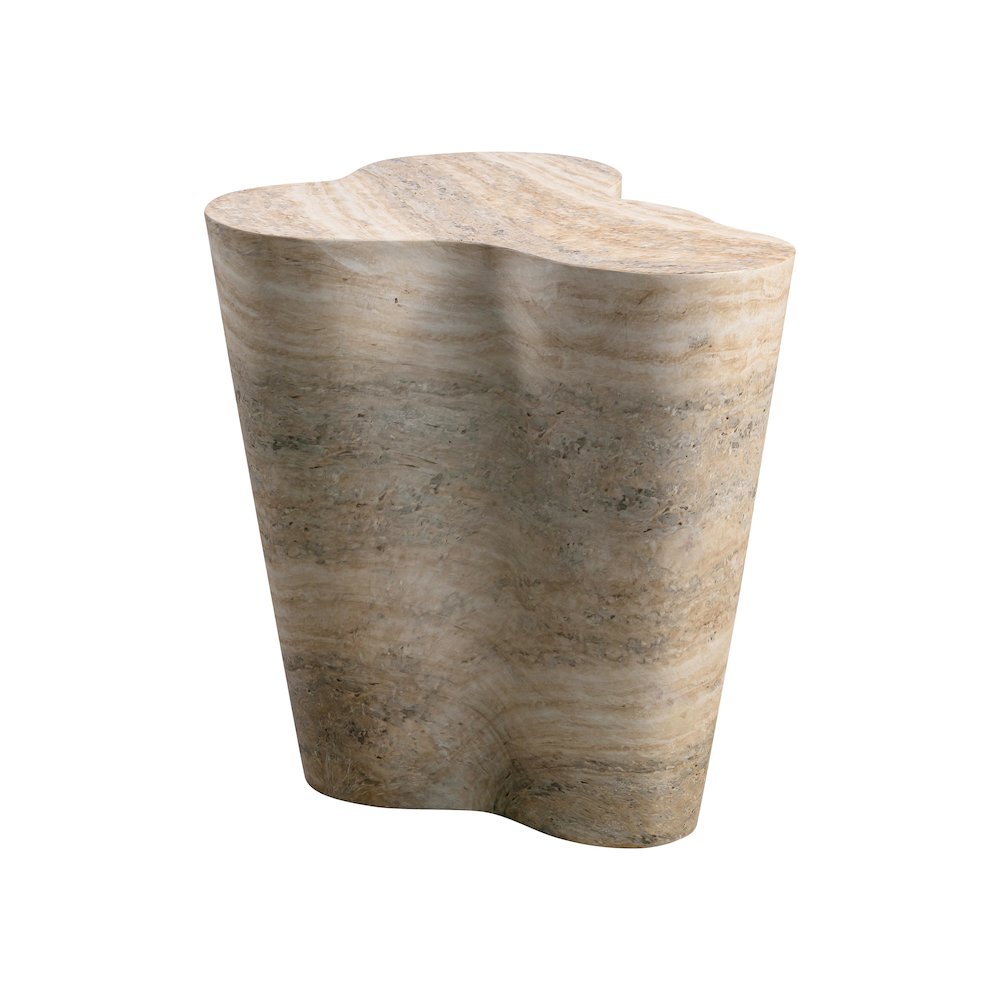 Slab Faux Travertine Tall Side Table. Picture 1