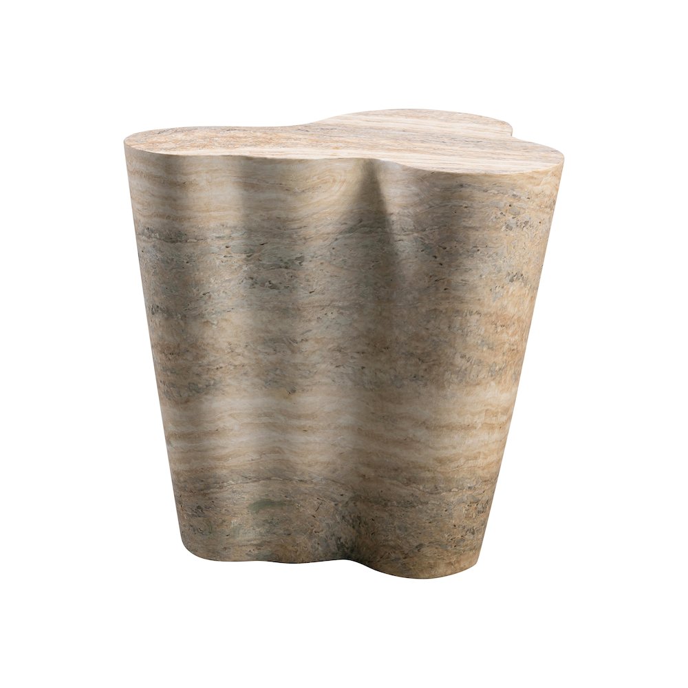 Slab Faux Travertine Tall Side Table. Picture 3