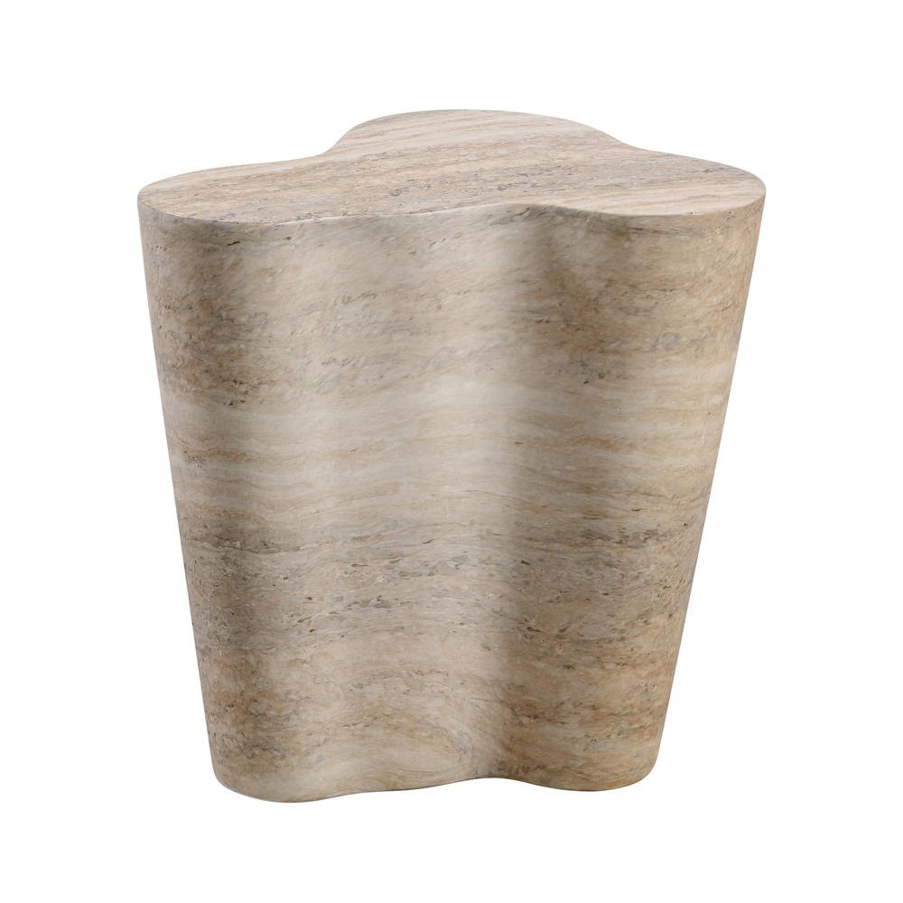 Slab Faux Travertine Short Side Table. Picture 3