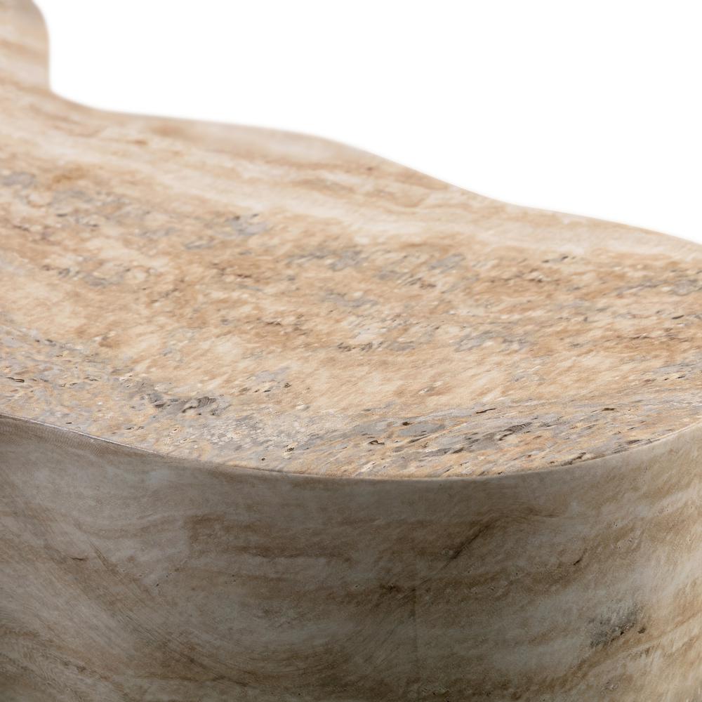 Slab Faux Travertine Short Side Table. Picture 5