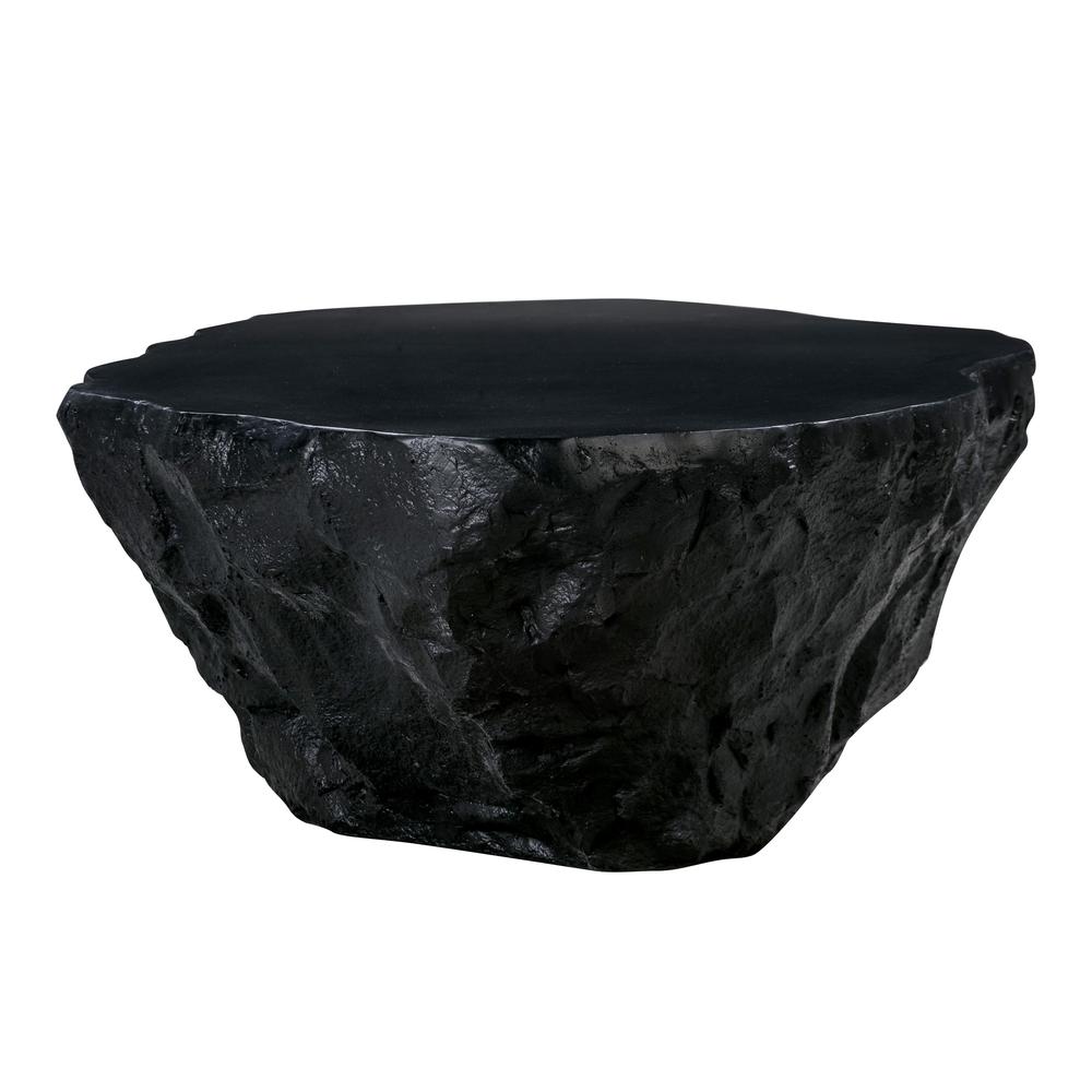 Crag Black Concrete Coffee Table, Black. Picture 3