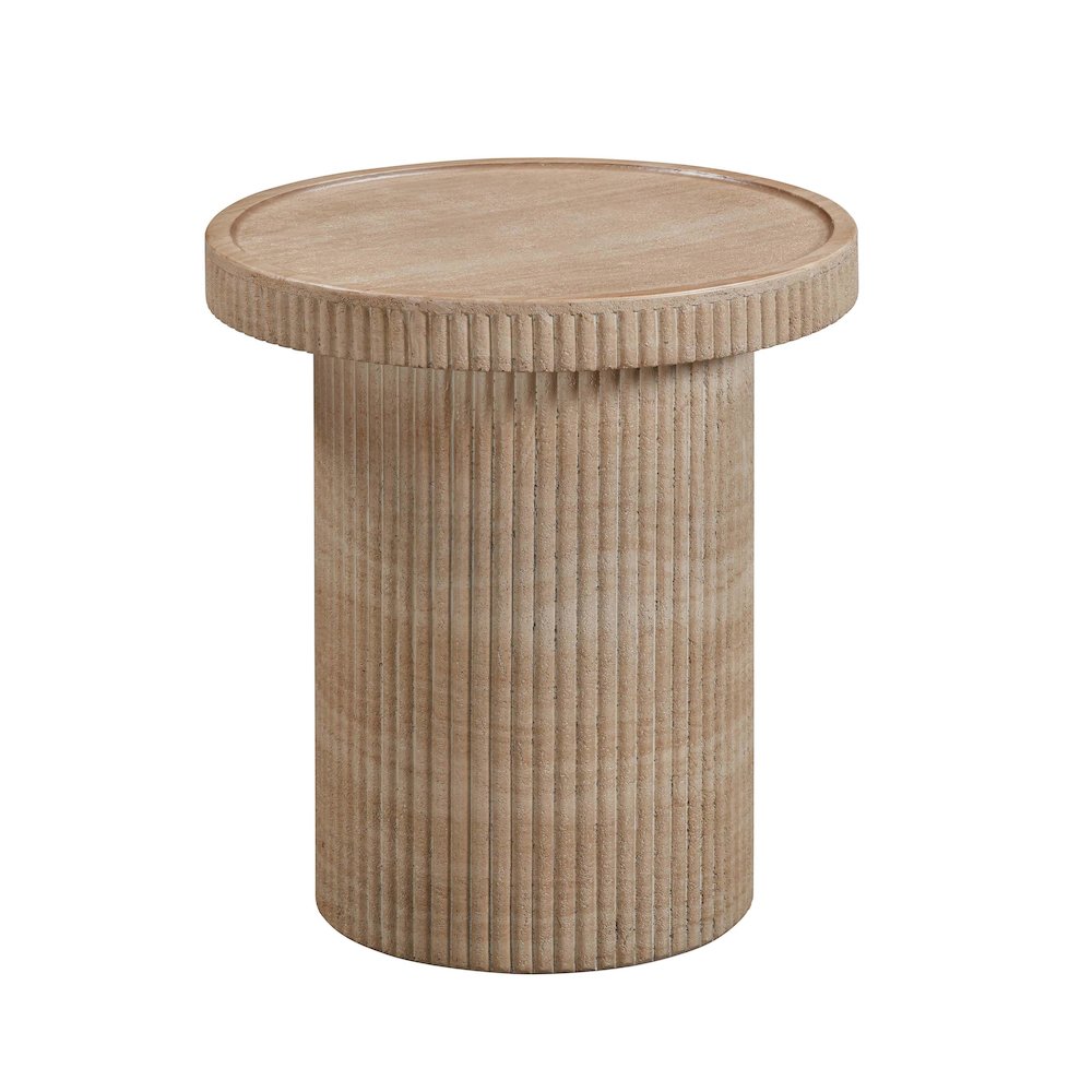 Darcy Faux Travertine Concrete Side Table. Picture 1