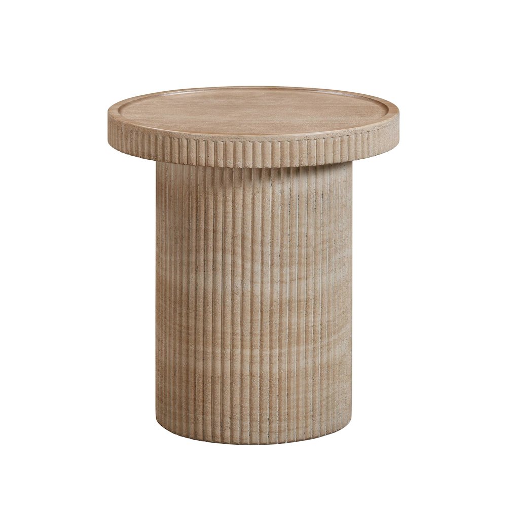 Darcy Faux Travertine Concrete Side Table. Picture 3