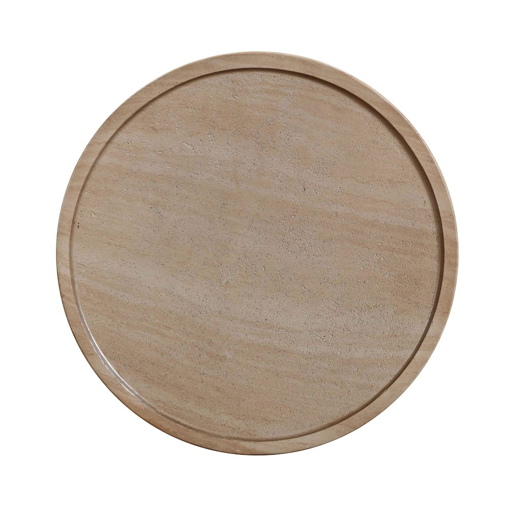 Darcy Faux Travertine Concrete Side Table. Picture 5