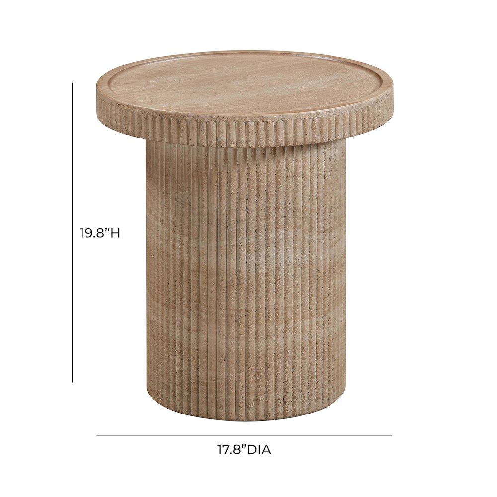 Darcy Faux Travertine Concrete Side Table. Picture 6