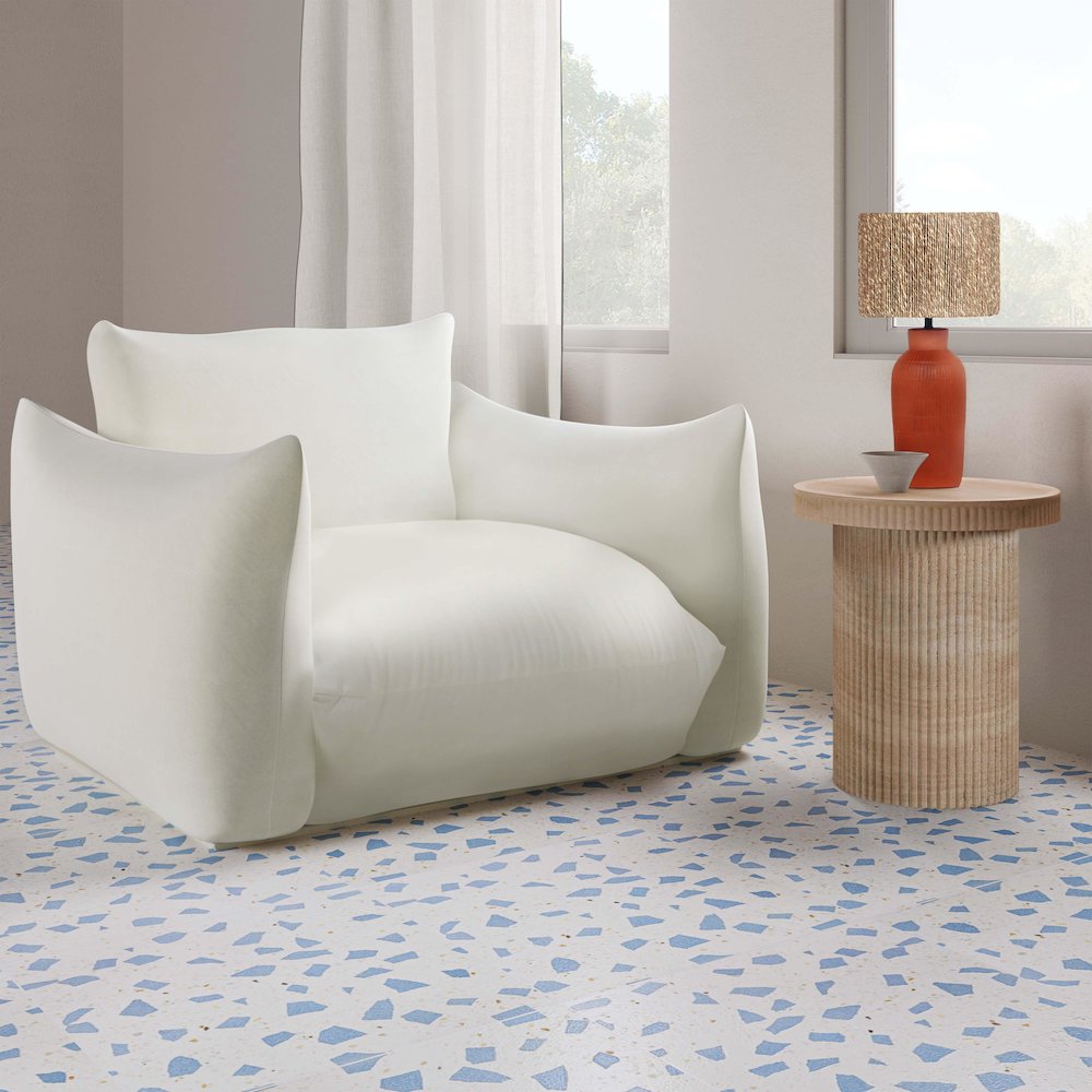 Darcy Faux Travertine Concrete Side Table. Picture 7