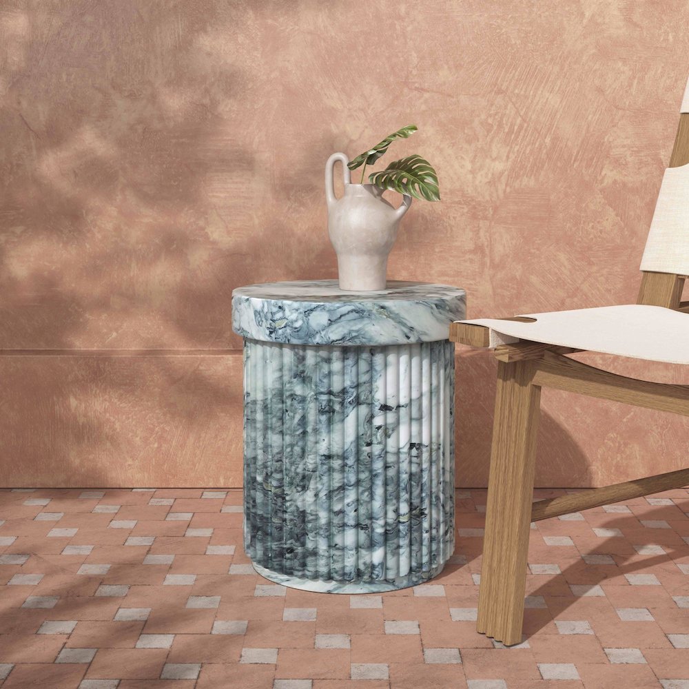 Serafina Marble Pattern Concrete Indoor / Outdoor Side Table. Picture 2