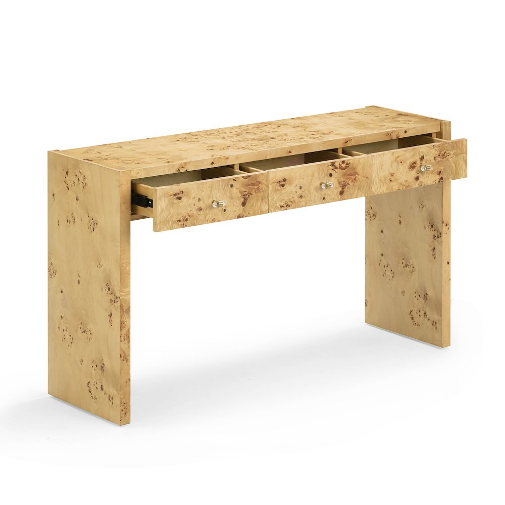 Brandyss Natural Burl Console Table. Picture 4