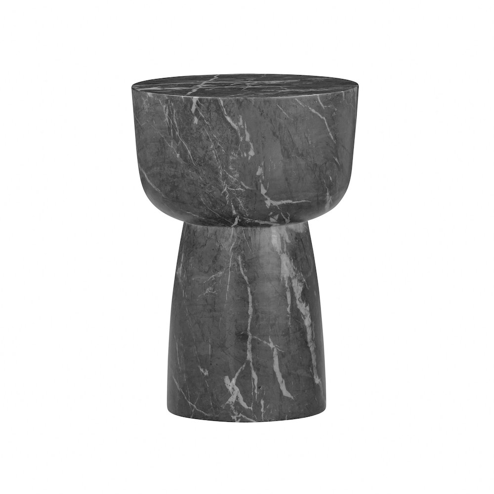 Charra Black Faux Marble Indoor/Outdoor Side Table. Picture 1