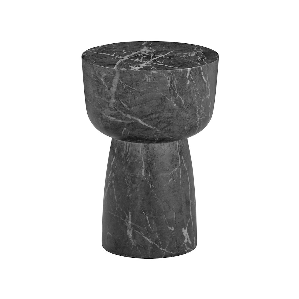 Charra Black Faux Marble Indoor/Outdoor Side Table. Picture 3