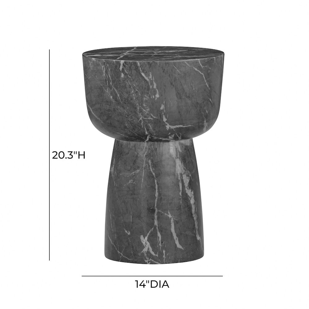Charra Black Faux Marble Indoor/Outdoor Side Table. Picture 6