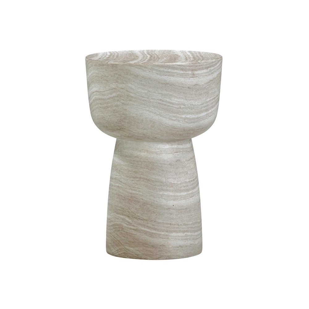 Charra Faux Travertine Indoor/Outdoor Side Table. Picture 1