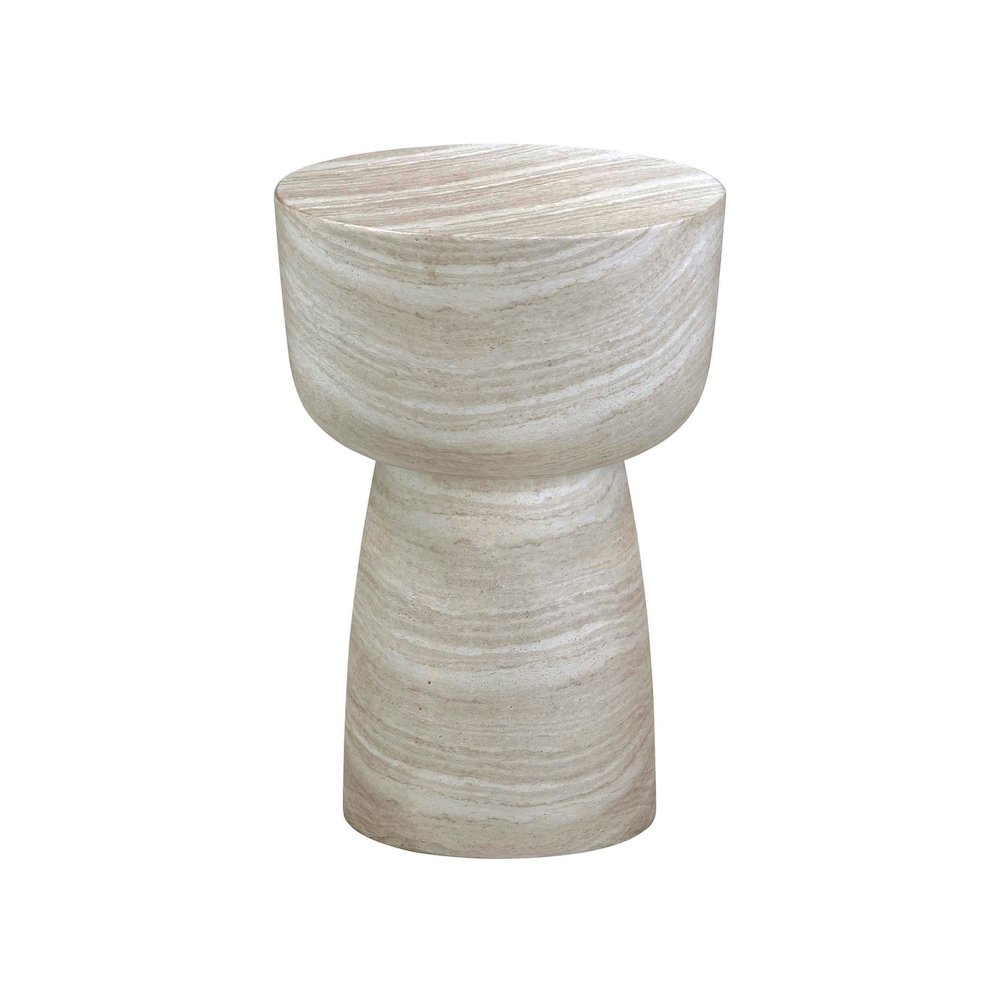 Charra Faux Travertine Indoor/Outdoor Side Table. Picture 3