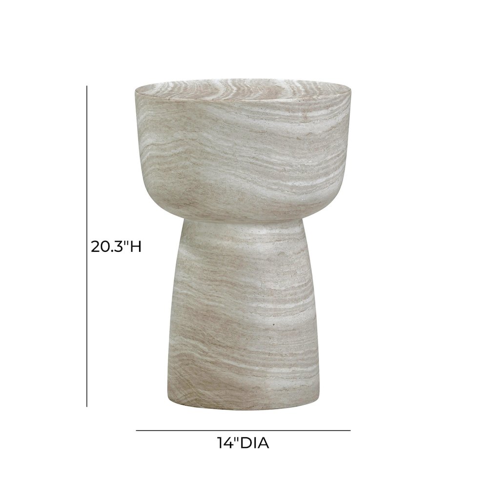 Charra Faux Travertine Indoor/Outdoor Side Table. Picture 6