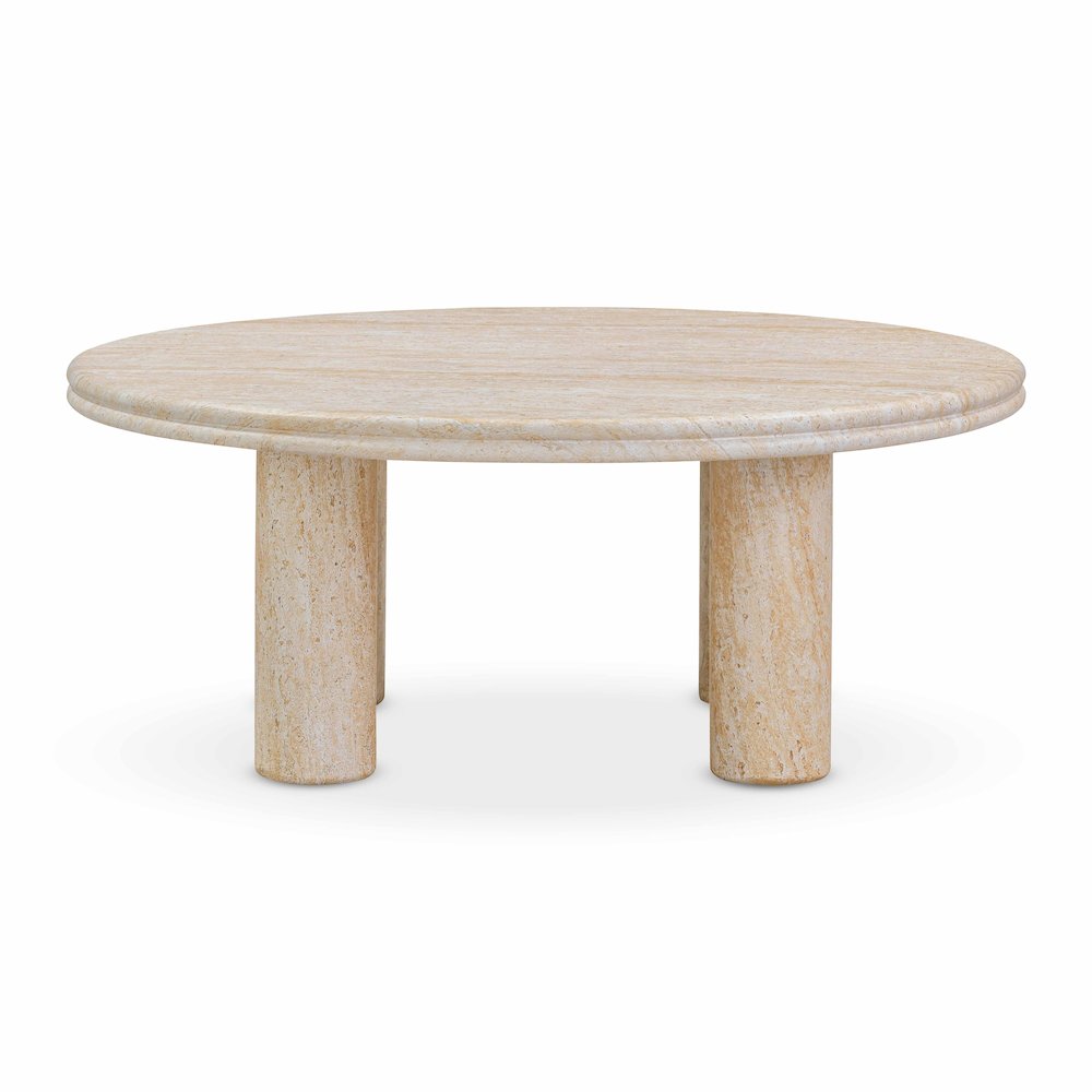Amora Faux Travertine Indoor/Outdoor 32 inch Round Accent Table. Picture 4