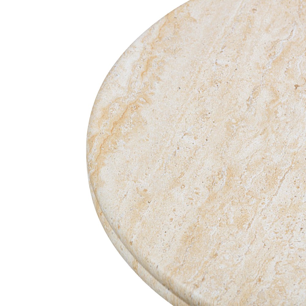 Amora Faux Travertine Indoor/Outdoor 32 inch Round Accent Table. Picture 5