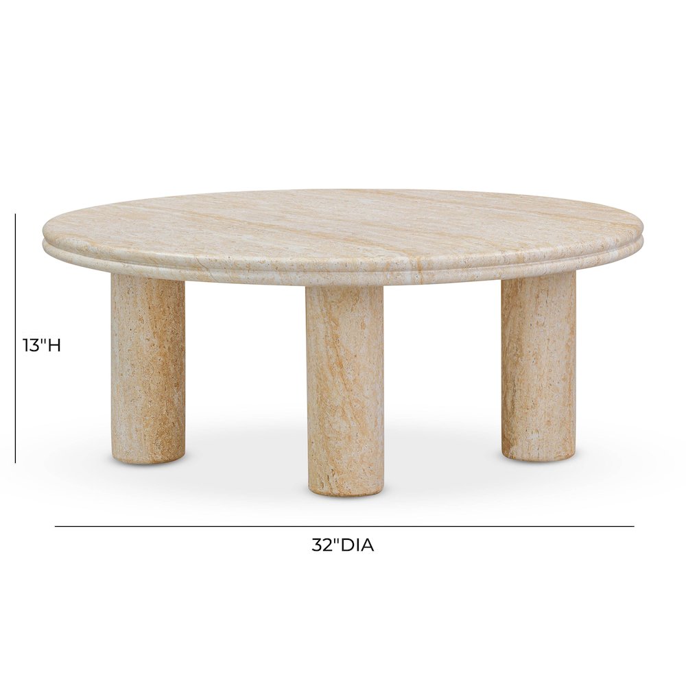 Amora Faux Travertine Indoor/Outdoor 32 inch Round Accent Table. Picture 7