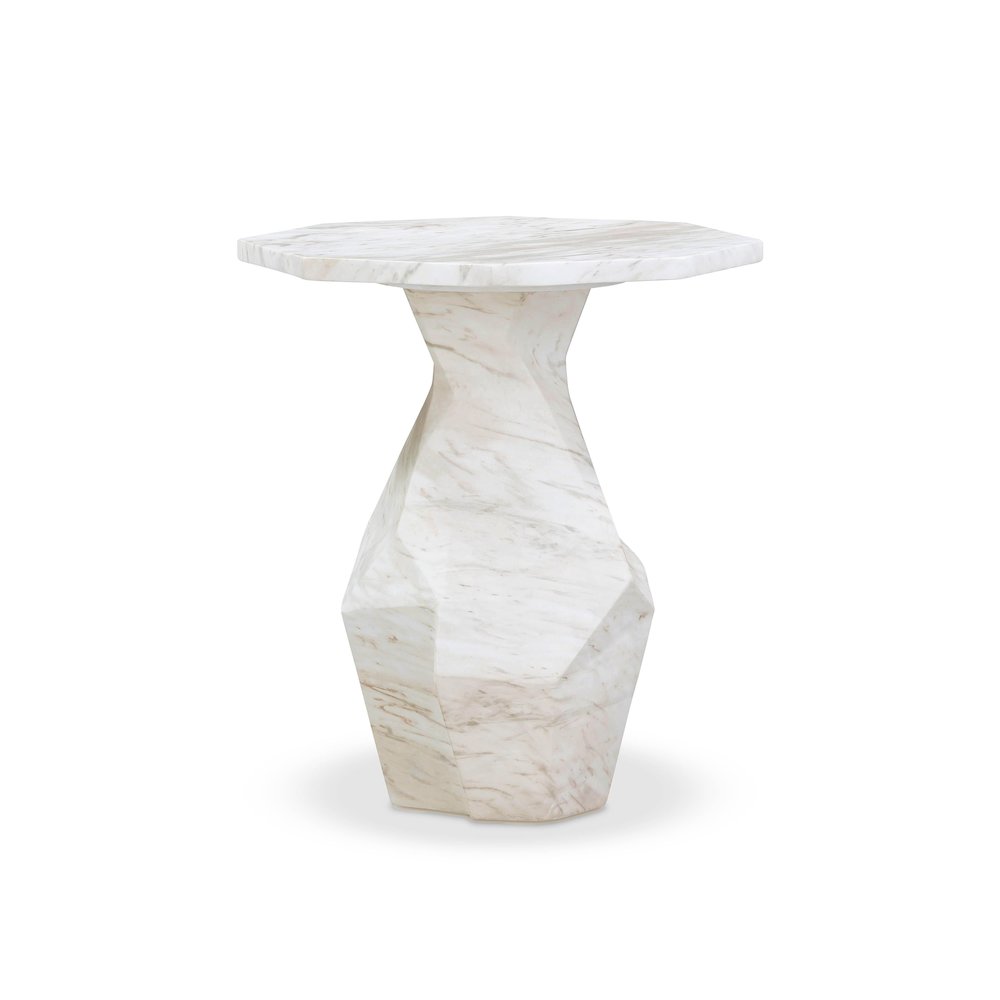 Esme Faux Marble Indoor/Outdoor Round Side Table. Picture 1