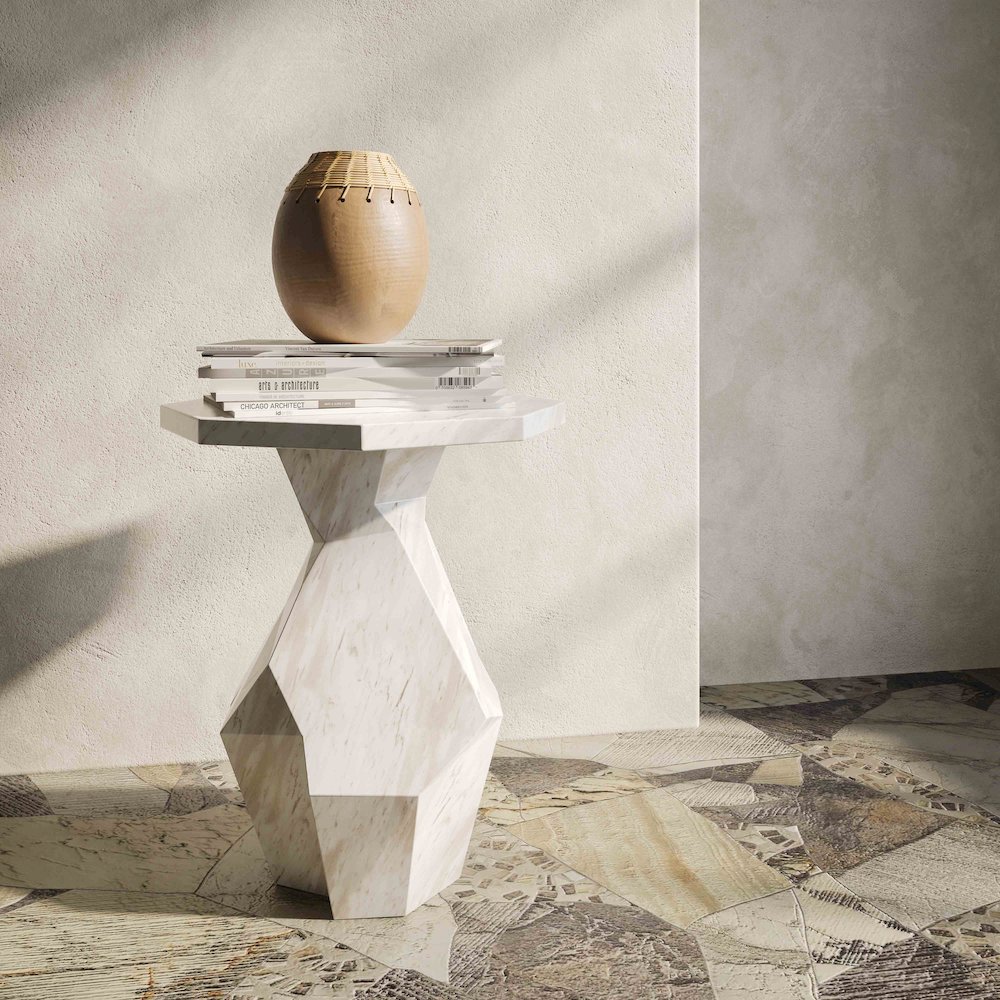Esme Faux Marble Indoor/Outdoor Round Side Table. Picture 2