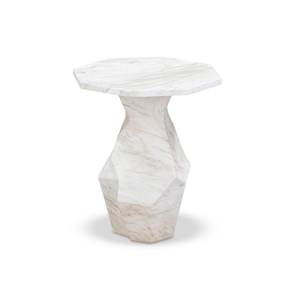 Esme Faux Marble Indoor/Outdoor Round Side Table. Picture 3