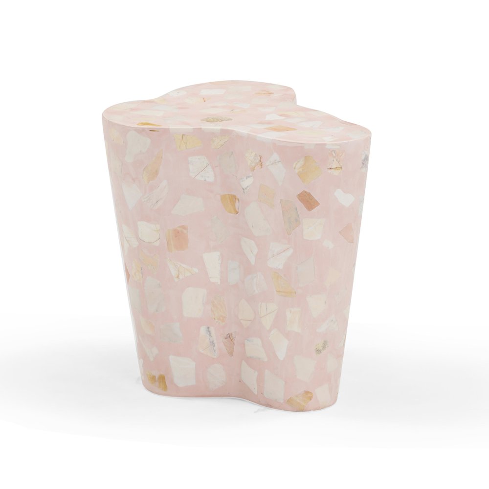 Slab Sunset Pink Terrazzo Indoor/Outdoor Side Table. Picture 1