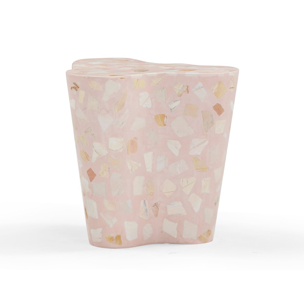 Slab Sunset Pink Terrazzo Indoor/Outdoor Side Table. Picture 3