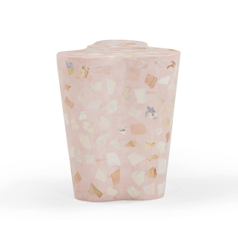 Slab Sunset Pink Terrazzo Indoor/Outdoor Side Table. Picture 5