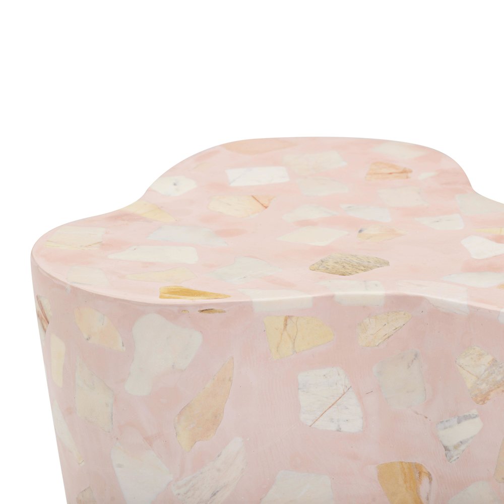 Slab Sunset Pink Terrazzo Indoor/Outdoor Side Table. Picture 8