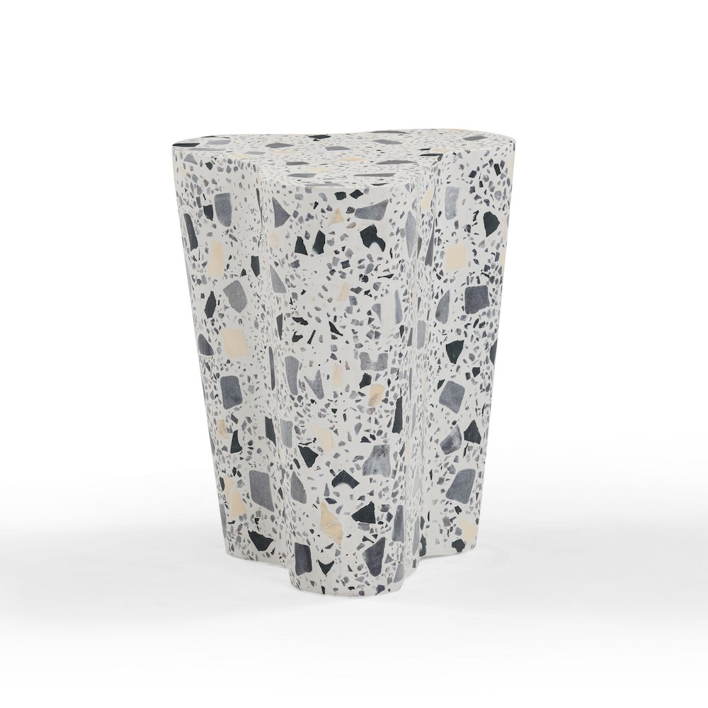 Slab Black & White Riverbed Terrazzo Indoor/Outdoor Side Table. Picture 3