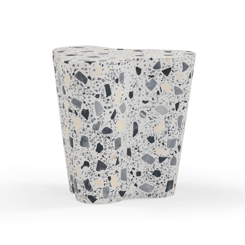 Slab Black & White Riverbed Terrazzo Indoor/Outdoor Side Table. Picture 4
