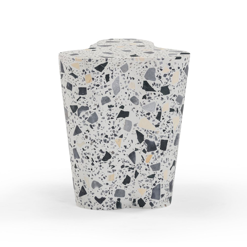 Slab Black & White Riverbed Terrazzo Indoor/Outdoor Side Table. Picture 5