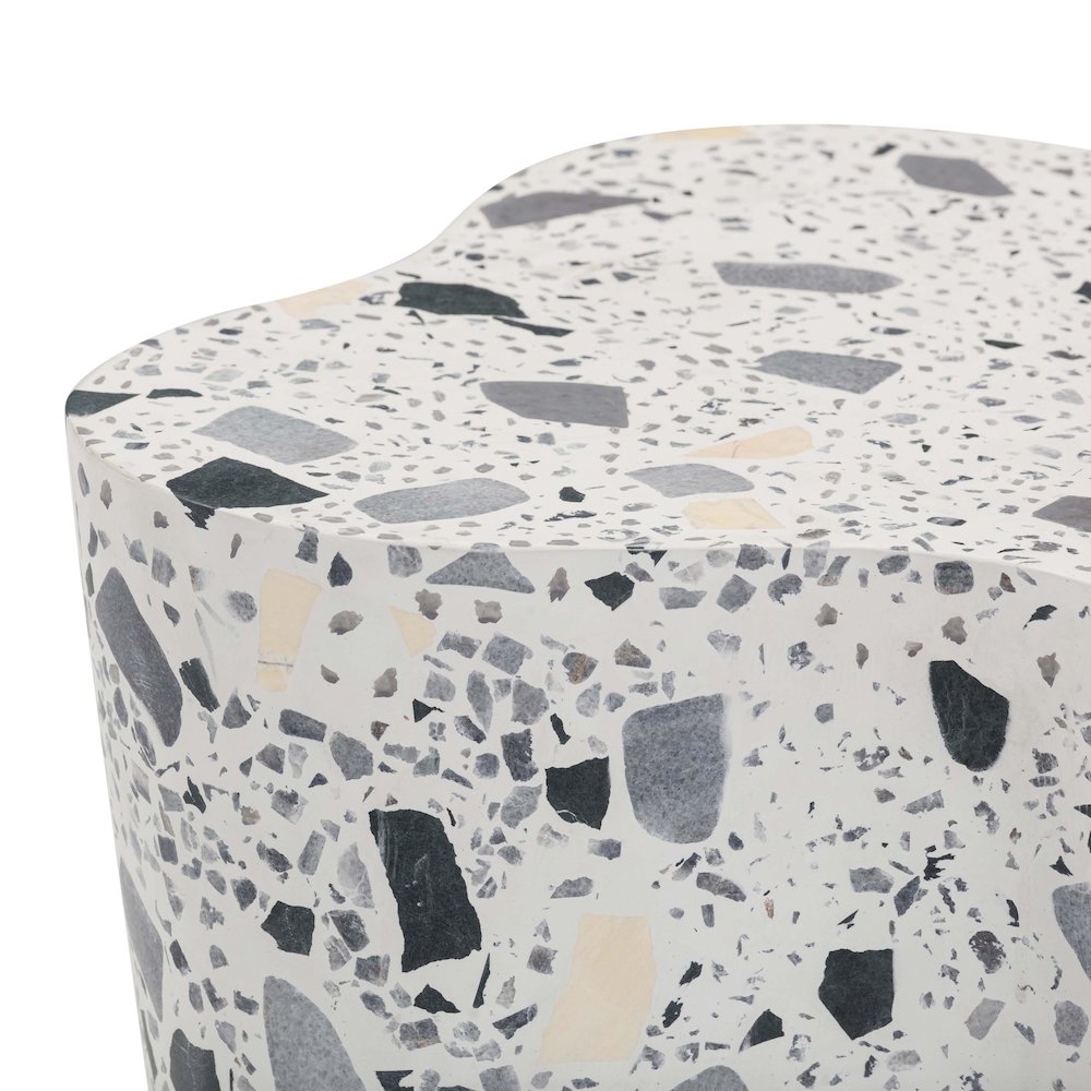Slab Black & White Riverbed Terrazzo Indoor/Outdoor Side Table. Picture 7