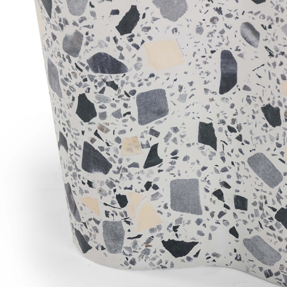 Slab Black & White Riverbed Terrazzo Indoor/Outdoor Side Table. Picture 9